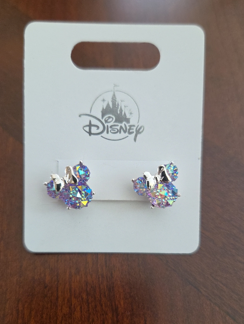 Disney Iridescent Crystal Minnie Mouse Stud Earrings
